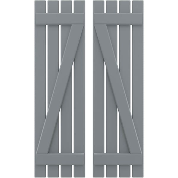Ekena Millwork Americraft 4-Board (2 Batten) Wood Spaced Board-n-Batten Shutters w/ Z-Bar, ARW102SB415X77CHH, PR ARW102SB415X77CHH - main